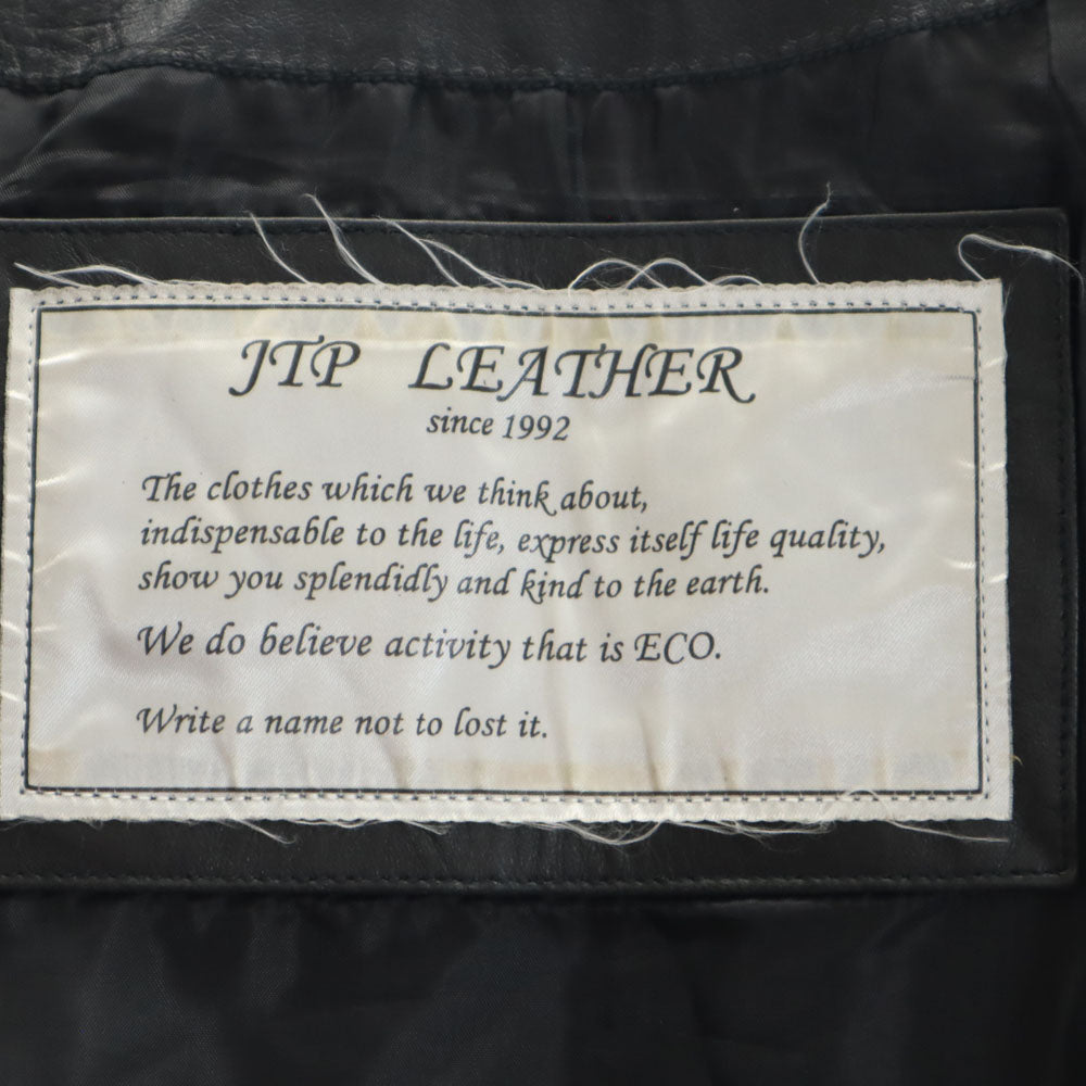 JTP LEATHER 本革 オールド ノーカラー レザージャケット S ブラック レディース