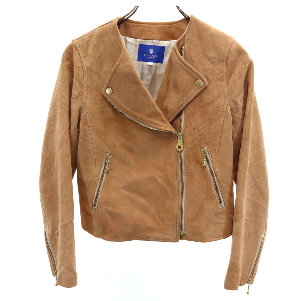 BLUE LABEL CRESTBRIDGE ブルーレーベルクレストブリッジ スエードレザー ライダースジャケット 38 ベージュブラウン系 レディース