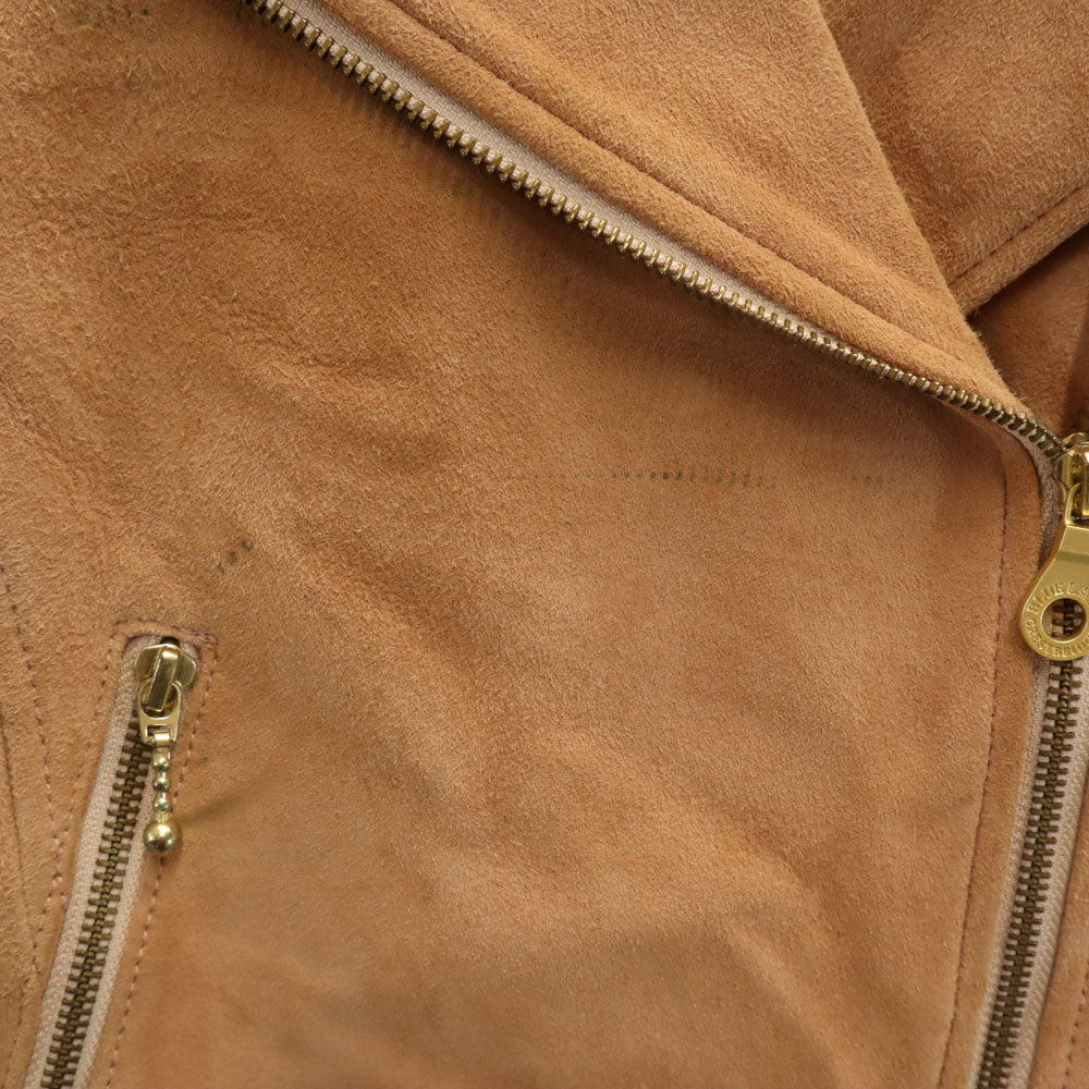 BLUE LABEL CRESTBRIDGE ブルーレーベルクレストブリッジ スエードレザー ライダースジャケット 38 ベージュブラウン系 レディース
