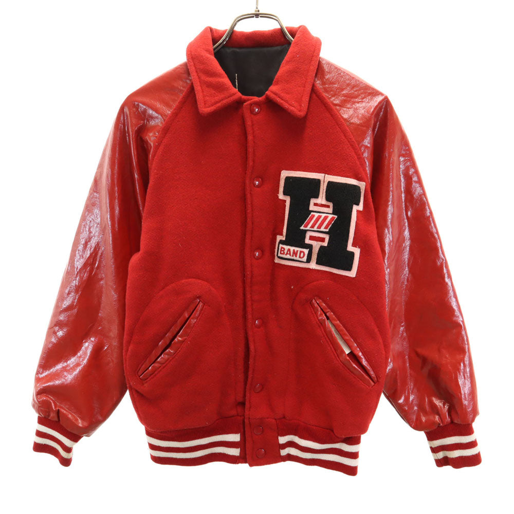 VINTAGE ヴィンテージ 70s 袖レザー スタジャン M レッド メンズ