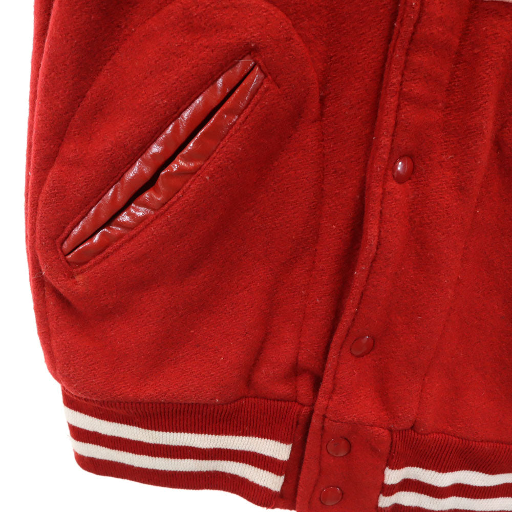 VINTAGE ヴィンテージ 70s 袖レザー スタジャン M レッド メンズ