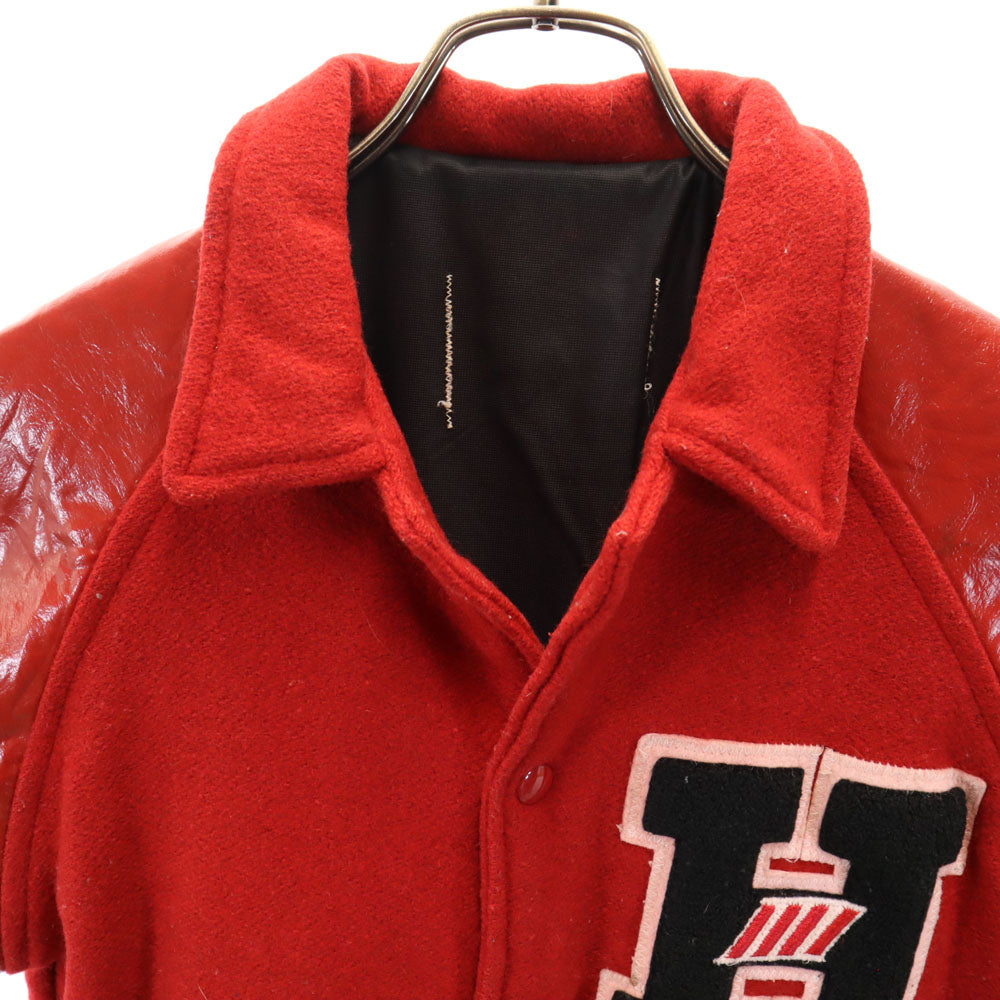 VINTAGE ヴィンテージ 70s 袖レザー スタジャン M レッド メンズ