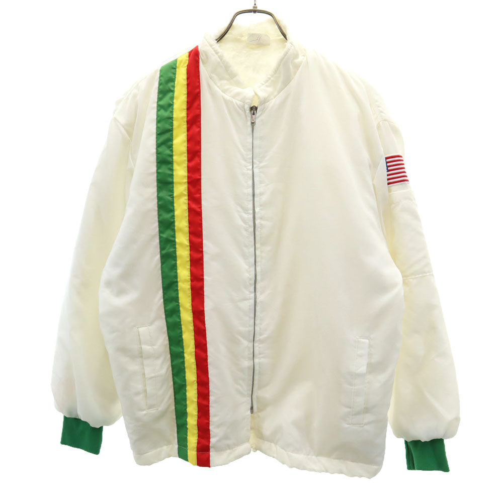 VINTAGE ヴィンテージ 80s USA製 レーサージャケット ヴィンテージ ナイロンジャケット L ホワイト 裏起毛 IDEALジップ メンズ