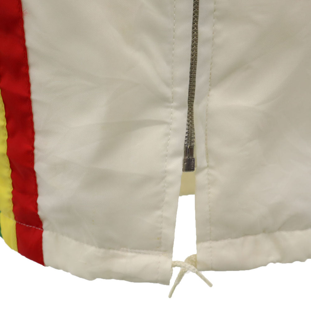 VINTAGE ヴィンテージ 80s USA製 レーサージャケット ヴィンテージ ナイロンジャケット L ホワイト 裏起毛 IDEALジップ メンズ
