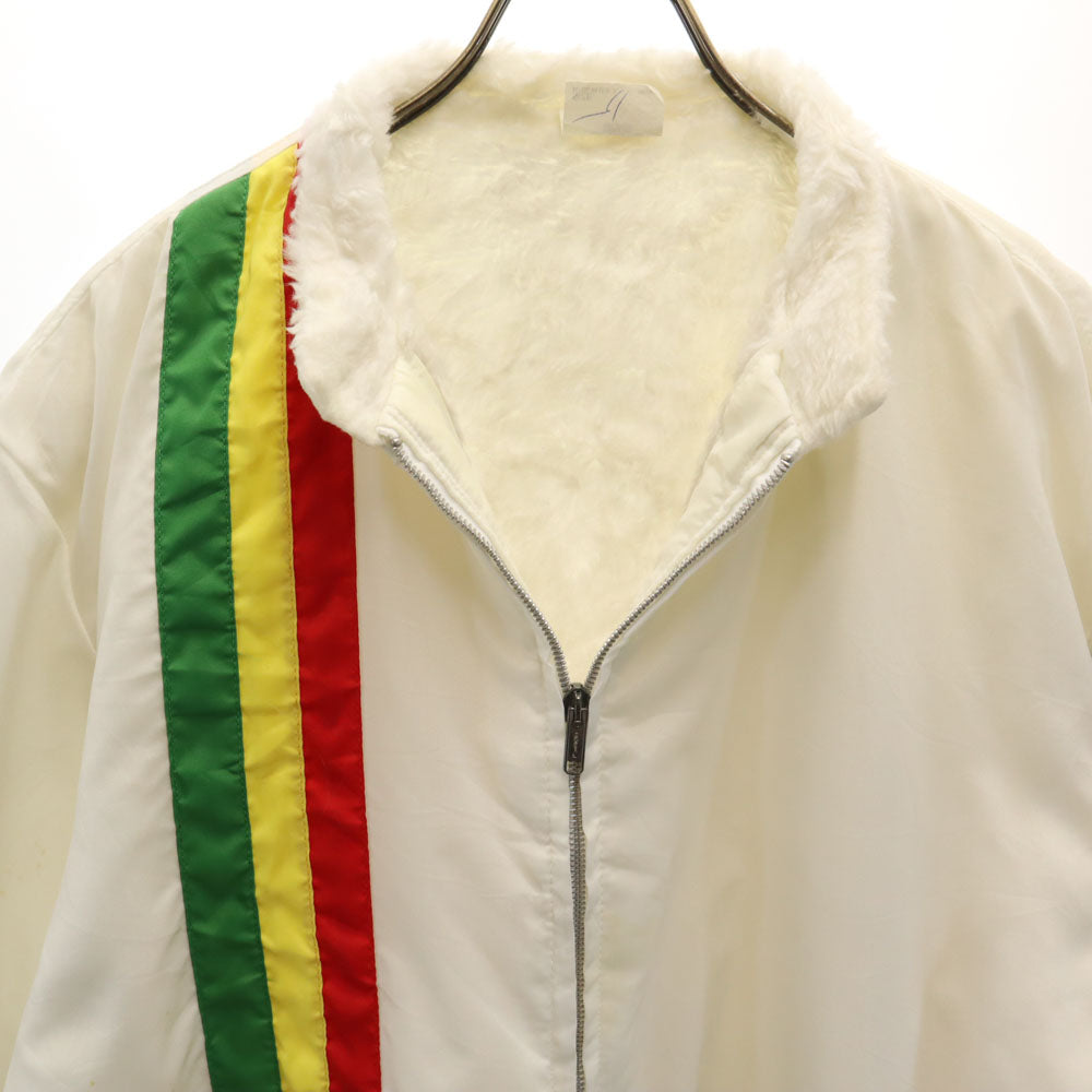 VINTAGE ヴィンテージ 80s USA製 レーサージャケット ヴィンテージ ナイロンジャケット L ホワイト 裏起毛 IDEALジップ メンズ