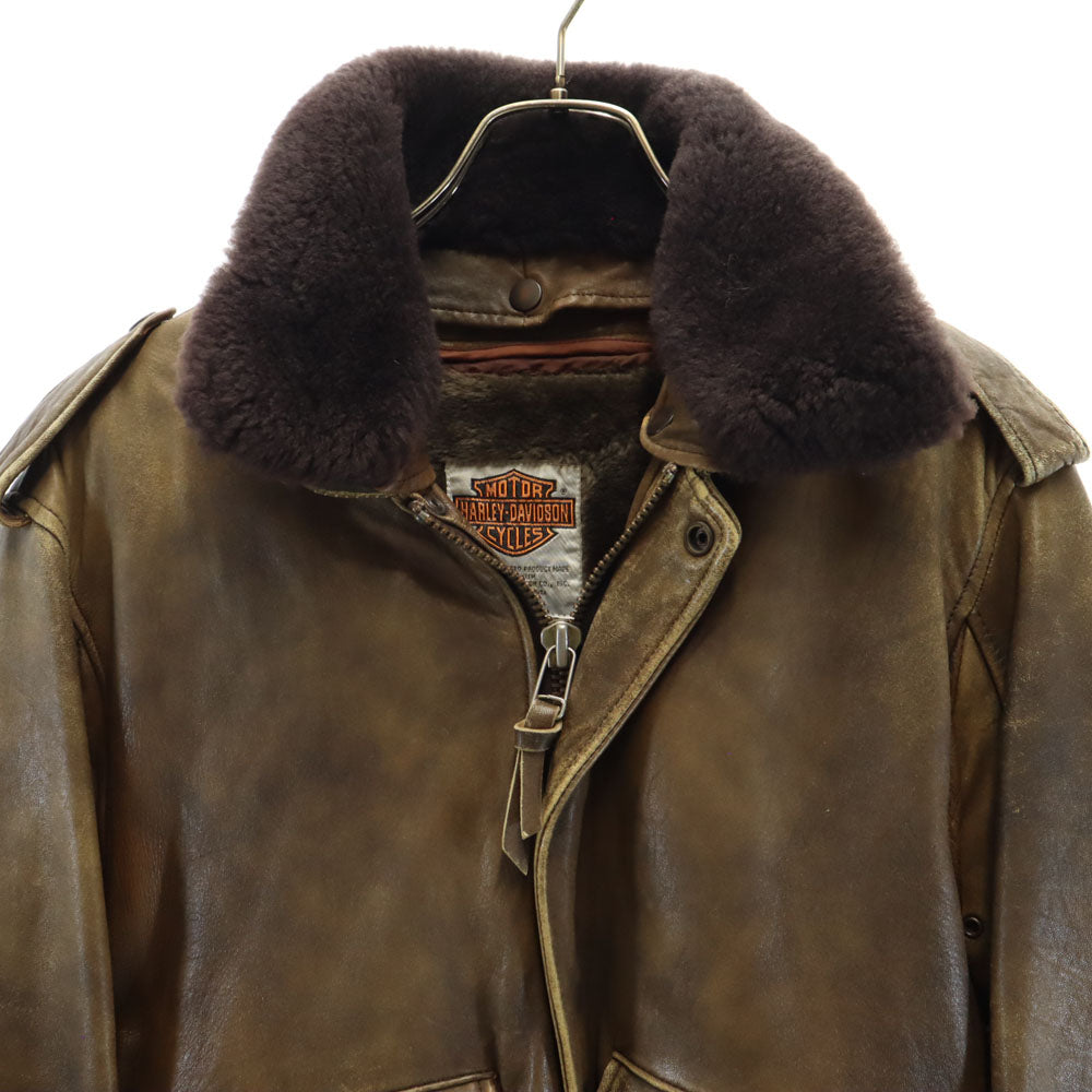 HARLEY DAVIDSON ハーレーダビッドソン 90s オールド フライトジャケット 40 ブラウン ライナー付き メンズ