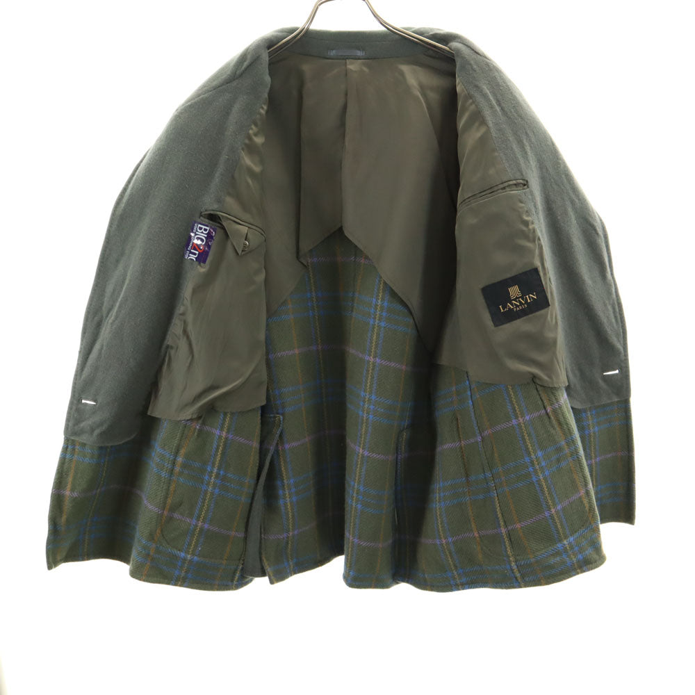 LANVIN ランバン 80s 90s ウールブレンド オールド テーラードジャケット S グレーカーキ 肩パッドあり メンズ