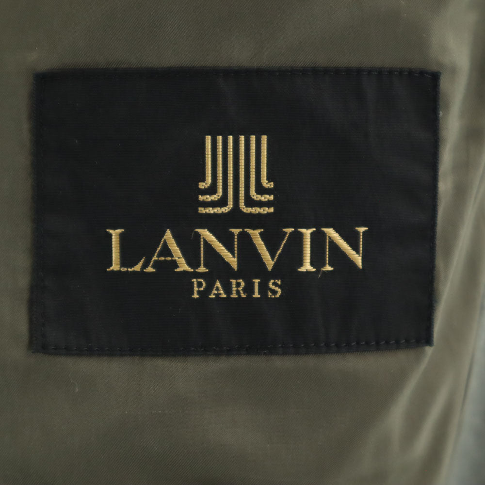 LANVIN ランバン 80s 90s ウールブレンド オールド テーラードジャケット S グレーカーキ 肩パッドあり メンズ