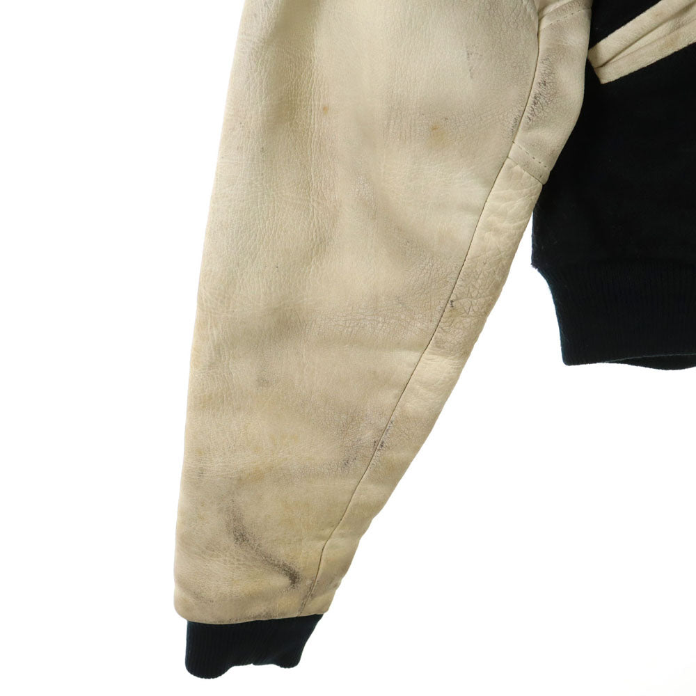 HYSTERIC GLAMOUR ヒステリックグラマー 80s 袖レザー ウールブレンド ヴィンテージ バック刺繍 スタジャン FREE ブラック系 メンズ