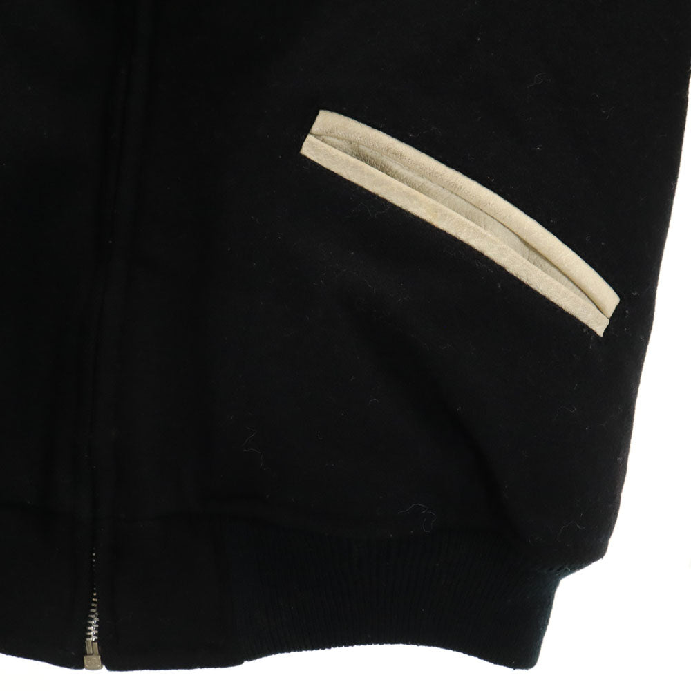 HYSTERIC GLAMOUR ヒステリックグラマー 80s 袖レザー ウールブレンド ヴィンテージ バック刺繍 スタジャン FREE ブラック系 メンズ