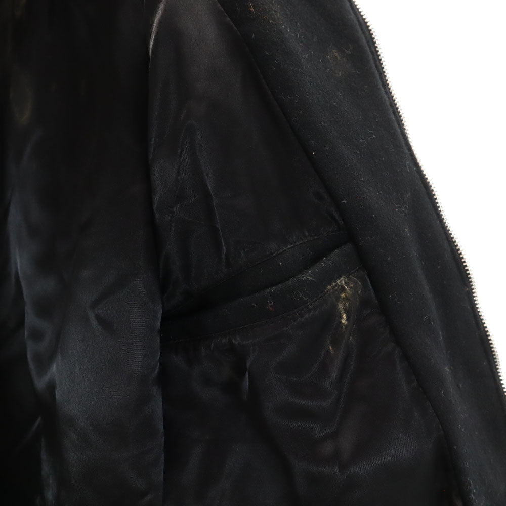 HYSTERIC GLAMOUR ヒステリックグラマー 80s 袖レザー ウールブレンド ヴィンテージ バック刺繍 スタジャン FREE ブラック系 メンズ