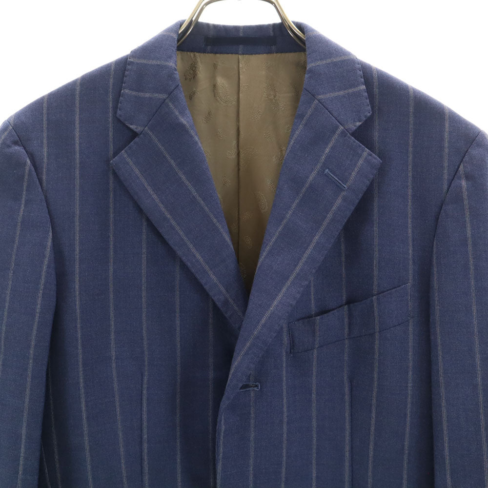 ドラゴ ×オンリー ウール 100% ストライプ スリーピース スーツ 上下 セットアップ ネイビー ONLY メンズ