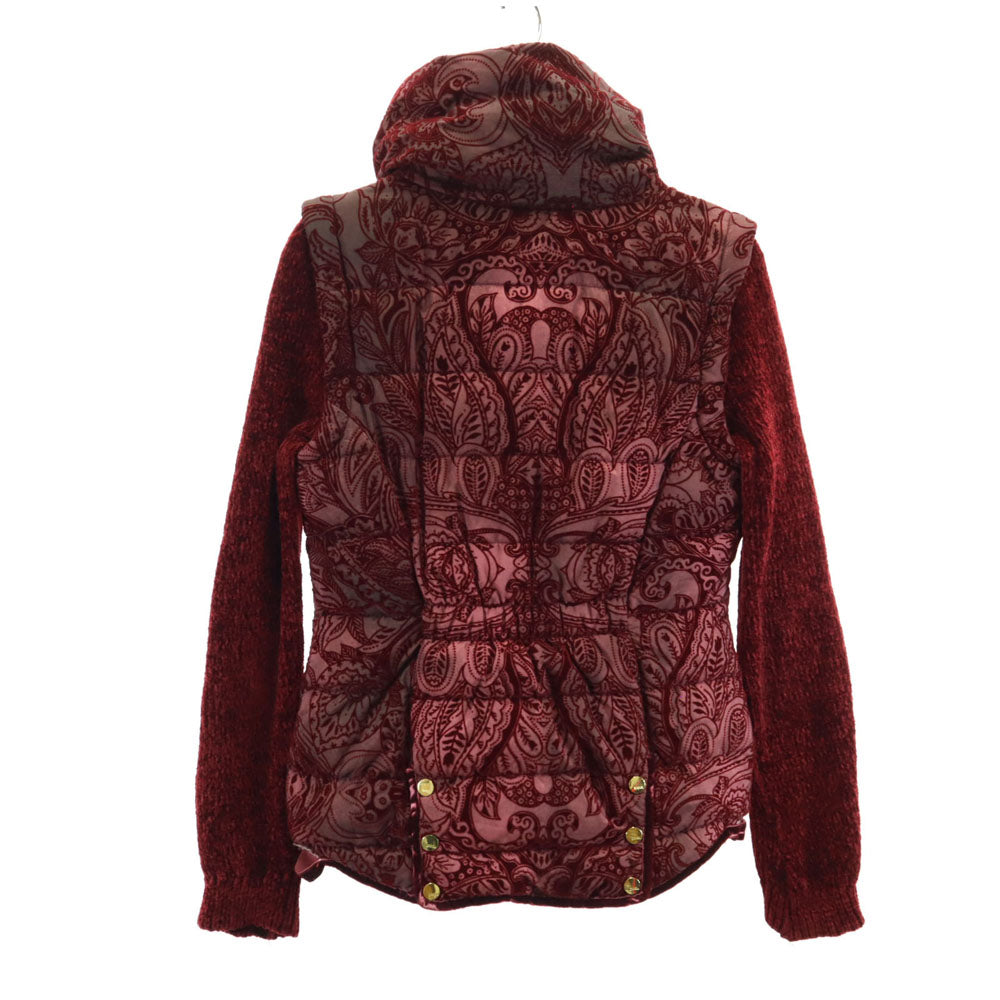 Desigual デシグアル ペイズリー柄 ジャケット 36 ボルドー 2WAY 中綿ベスト レディース