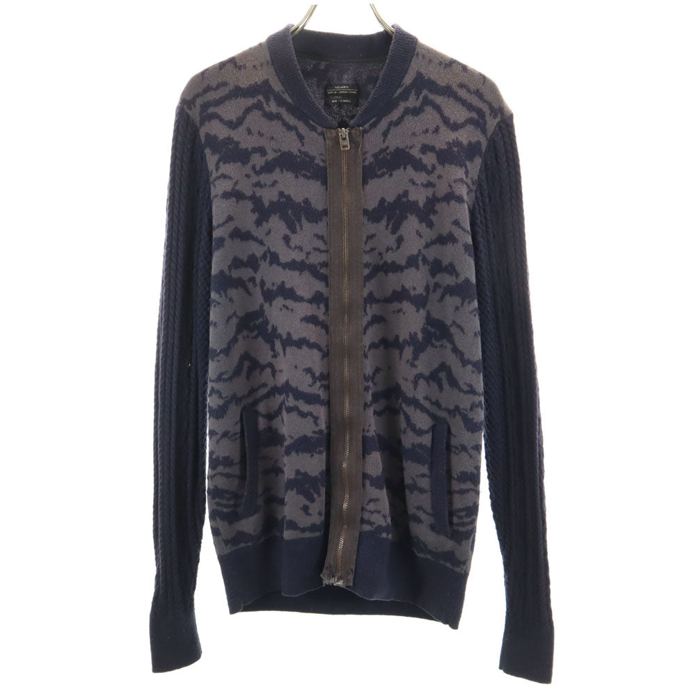 ALLSAINTS オールセインツ 総柄 ニットジャケット XS ネイビー 他 メンズ