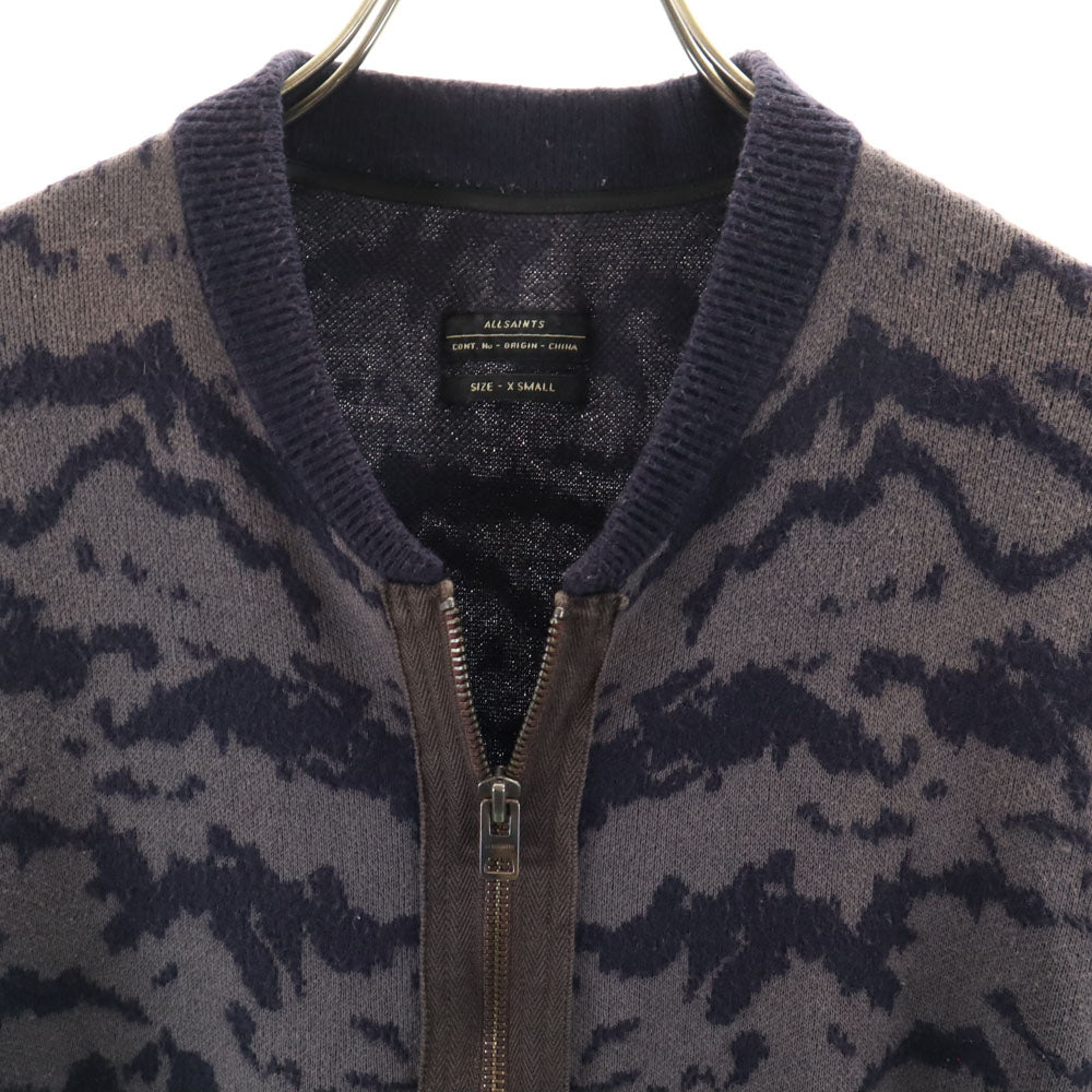 ALLSAINTS オールセインツ 総柄 ニットジャケット XS ネイビー 他 メンズ