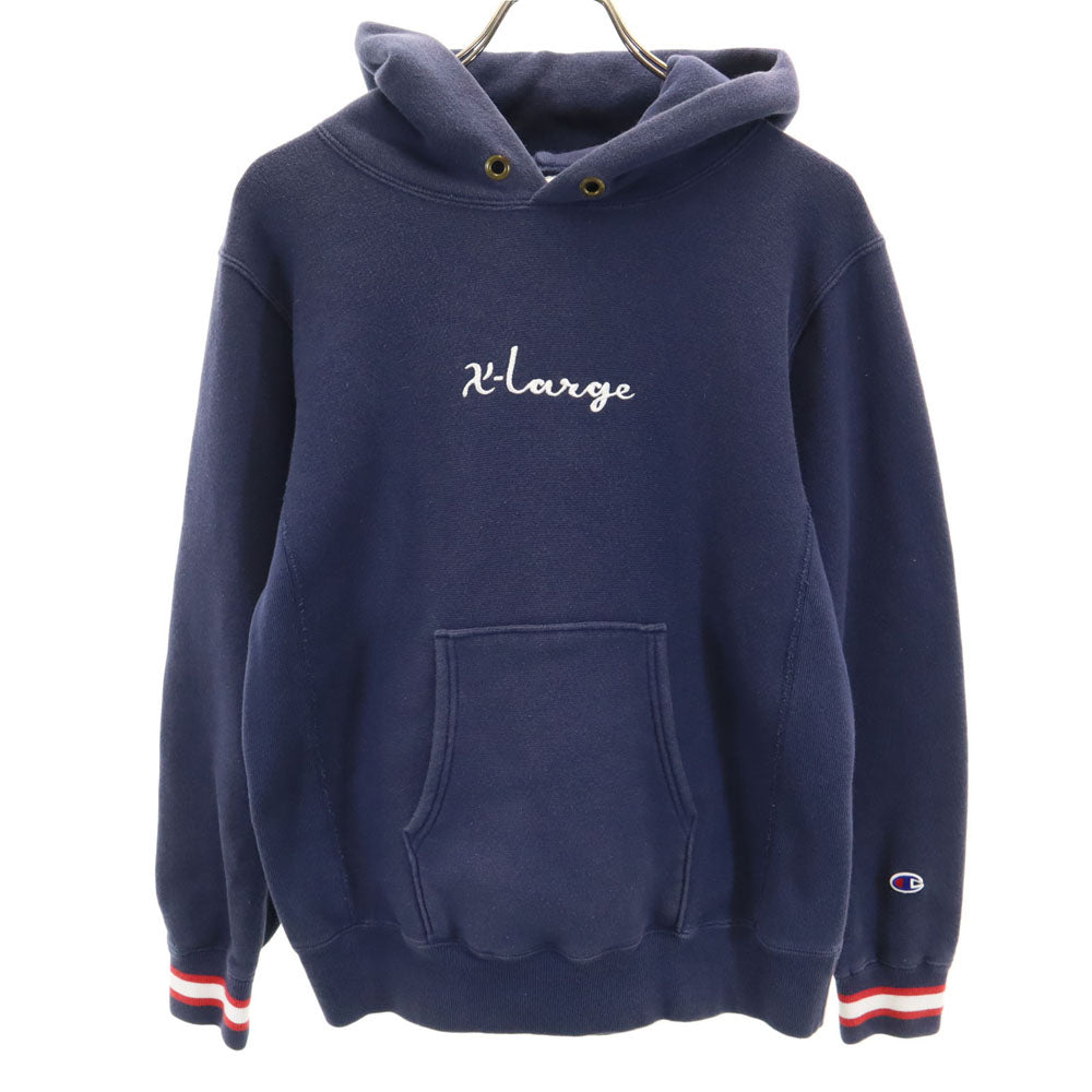 Champion チャンピオン エクストララージ コラボ 長袖 リバースウィーブ スウェットパーカー M ネイビー x XLARGE 裏起毛 メンズ