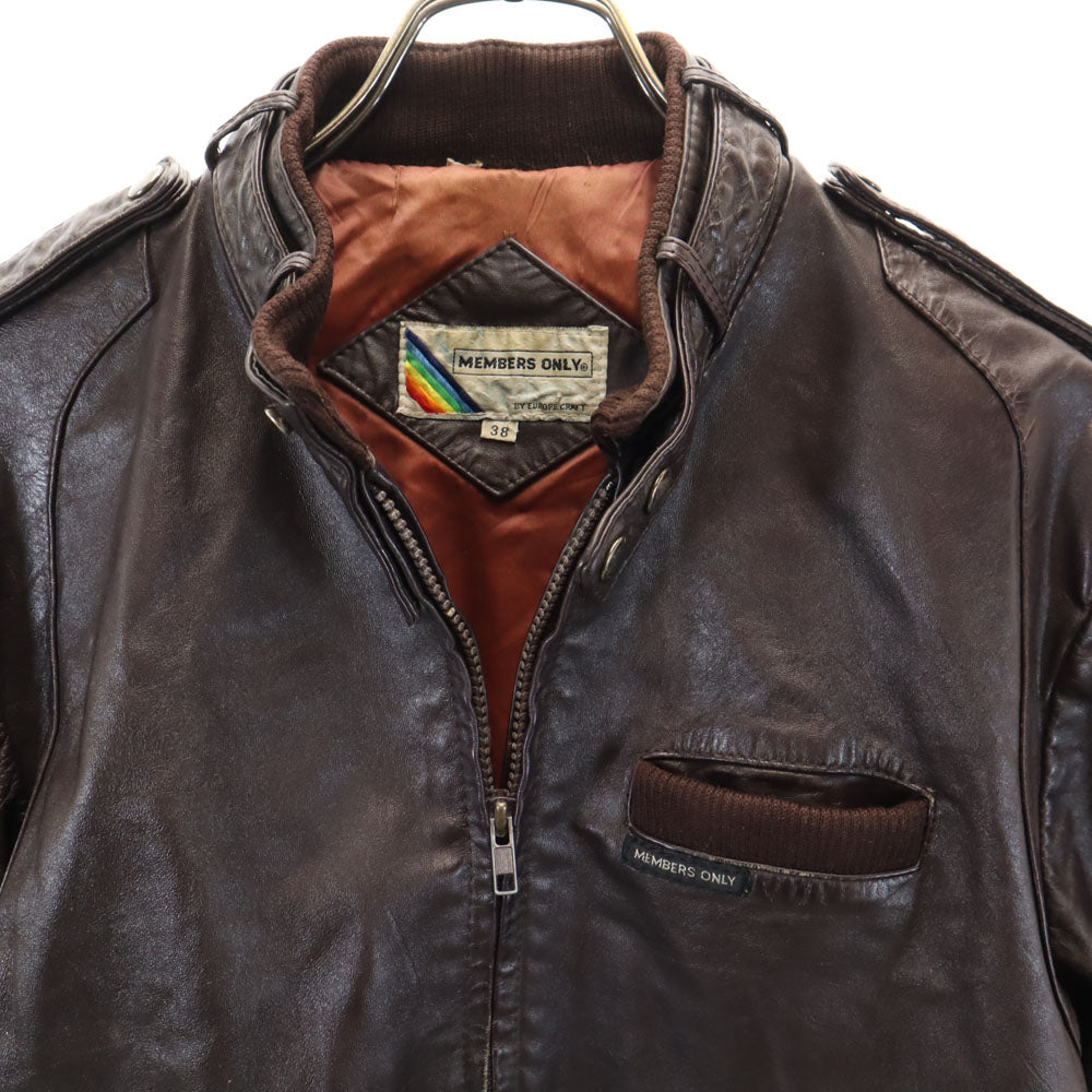 MEMBERS ONLY メンバーズオンリー 80s ヴィンテージ レザー シングルライダースジャケット 38 ブラウン メンズ