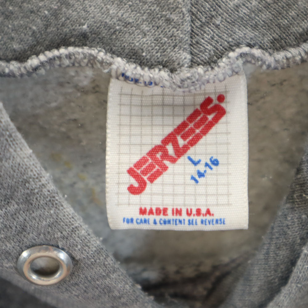 JERZEES ジャージーズ 80s USA製 ヴィンテージ 長袖 スウェットパーカー L 14-16 グレー キッズ