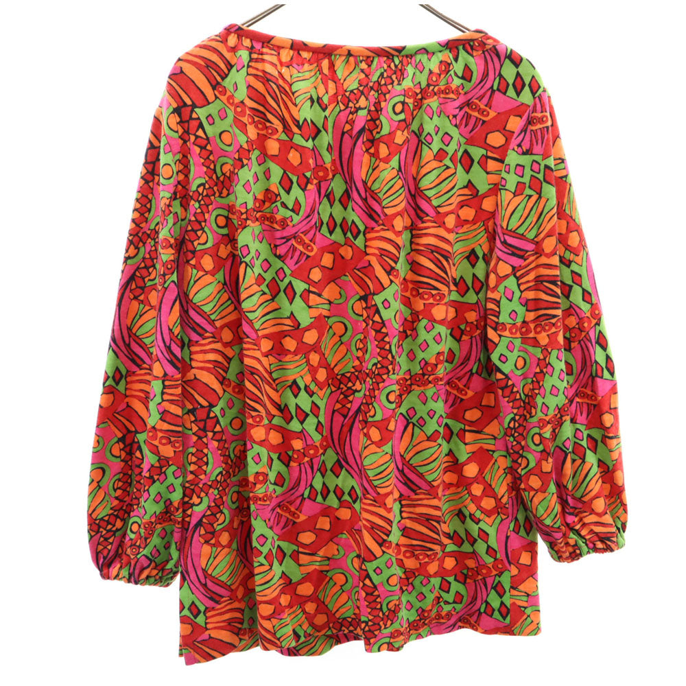 YVES SAINT LAURENT イヴサンローラン 90s オールド 総柄 長袖 カットソー M レッド 他 レディース