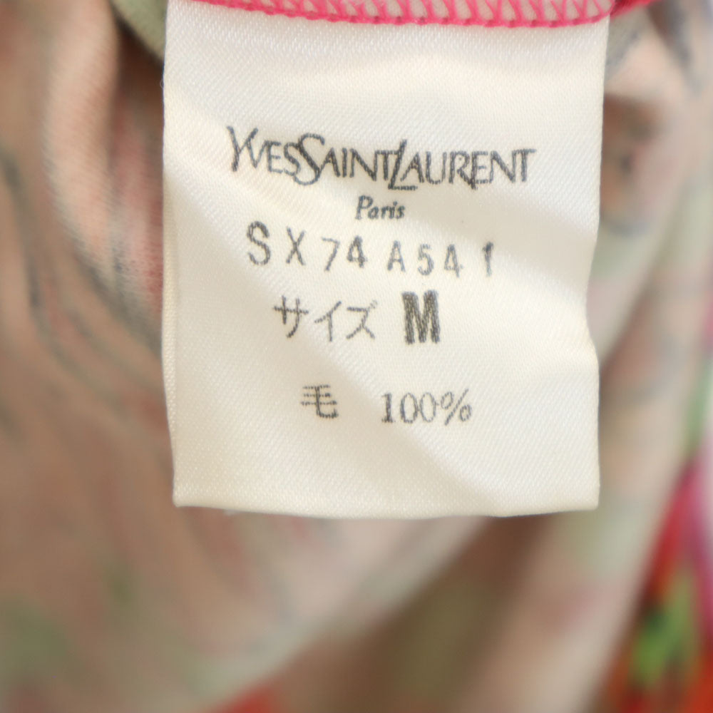 YVES SAINT LAURENT イヴサンローラン 90s オールド 総柄 長袖 カットソー M レッド 他 レディース