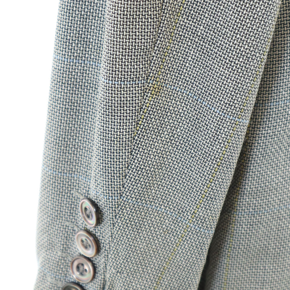 Burberrys バーバリーズ 90s ウールブレンド 日本製 三陽商会 オールド チェック 長袖 テーラードジャケット 94-84-165 グレー系 サイドベンツ メンズ