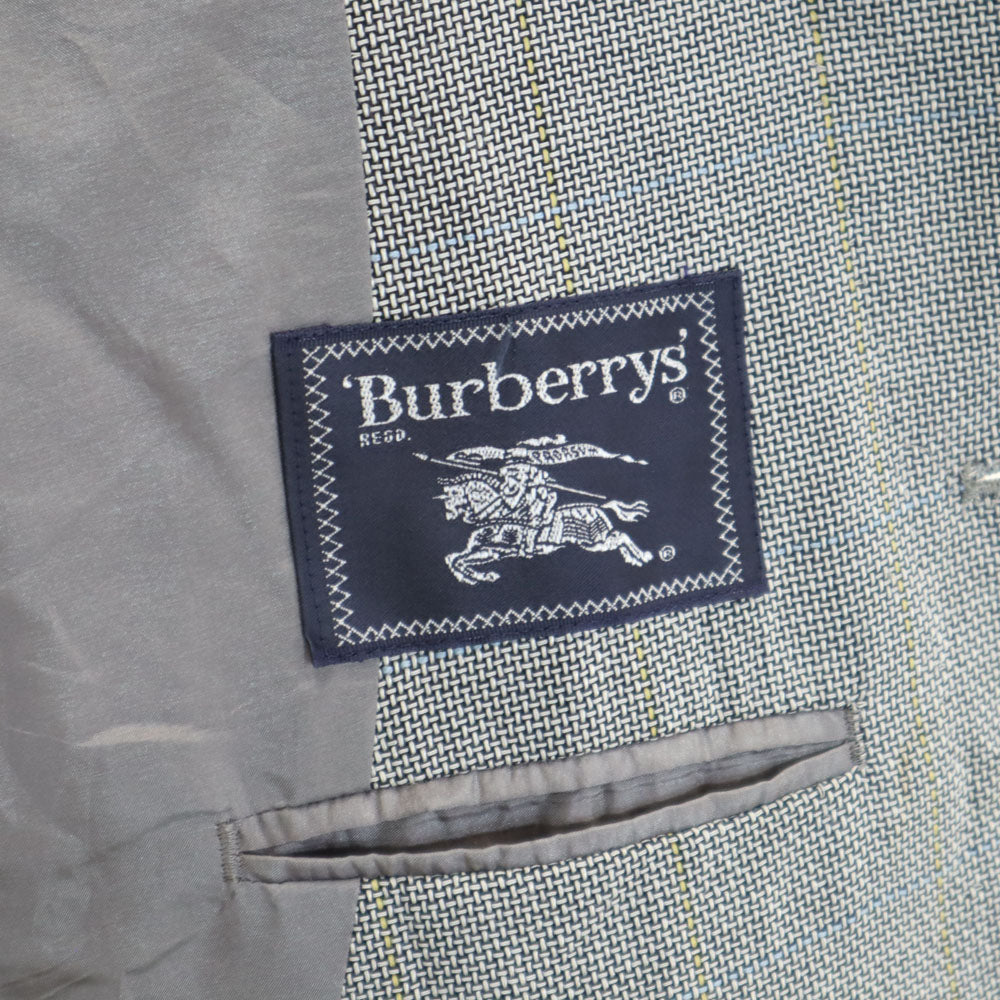 Burberrys バーバリーズ 90s ウールブレンド 日本製 三陽商会 オールド チェック 長袖 テーラードジャケット 94-84-165 グレー系 サイドベンツ メンズ