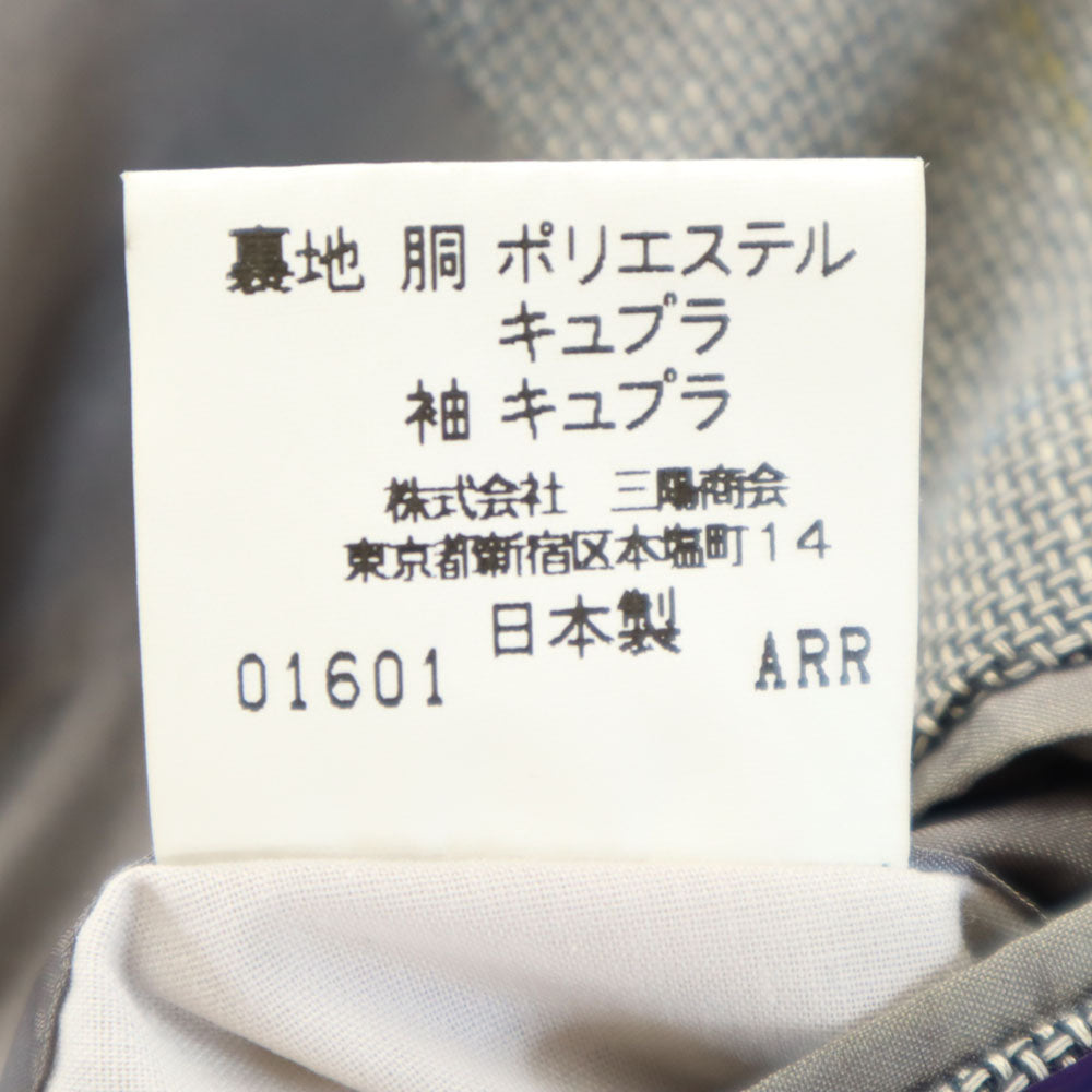 Burberrys バーバリーズ 90s ウールブレンド 日本製 三陽商会 オールド チェック 長袖 テーラードジャケット 94-84-165 グレー系 サイドベンツ メンズ