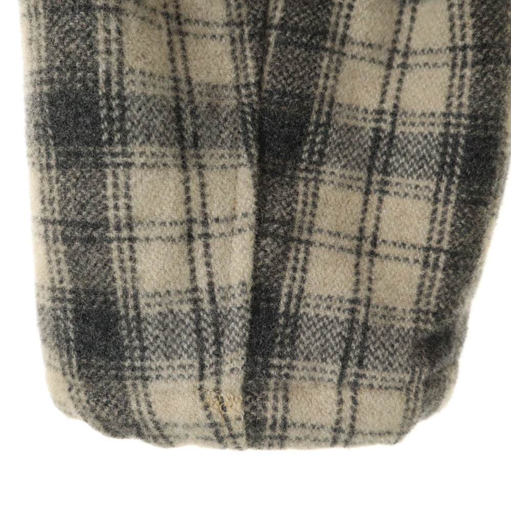 ブルーファミリー イタリア製 チェック柄 ダッフルコート 42 グレージュ 他 ベネトン 中綿入り レディース