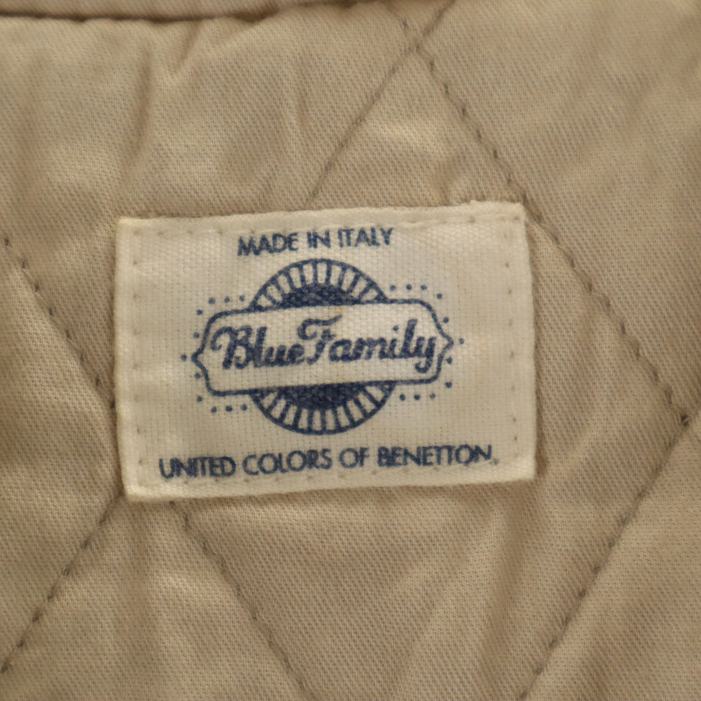 ブルーファミリー イタリア製 チェック柄 ダッフルコート 42 グレージュ 他 ベネトン 中綿入り レディース