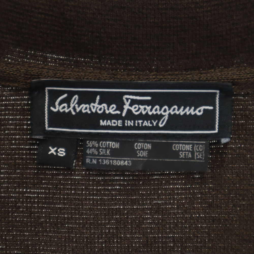 Salvatore Ferragamo サルヴァトーレフェラガモ イタリア製 シルクブレンド 長袖 テーラードジャケット XS ブラウン系 レディース
