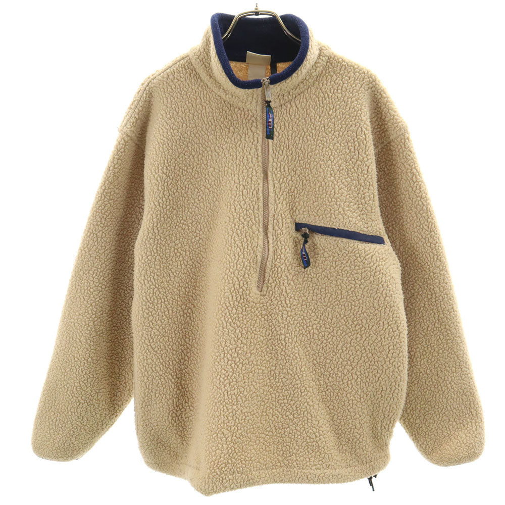 L.L.Bean エルエルビーン 80s ヴィンテージ 長袖 ハーフジップ ボアジャケット ベージュ プルオーバー アウトドア メンズ