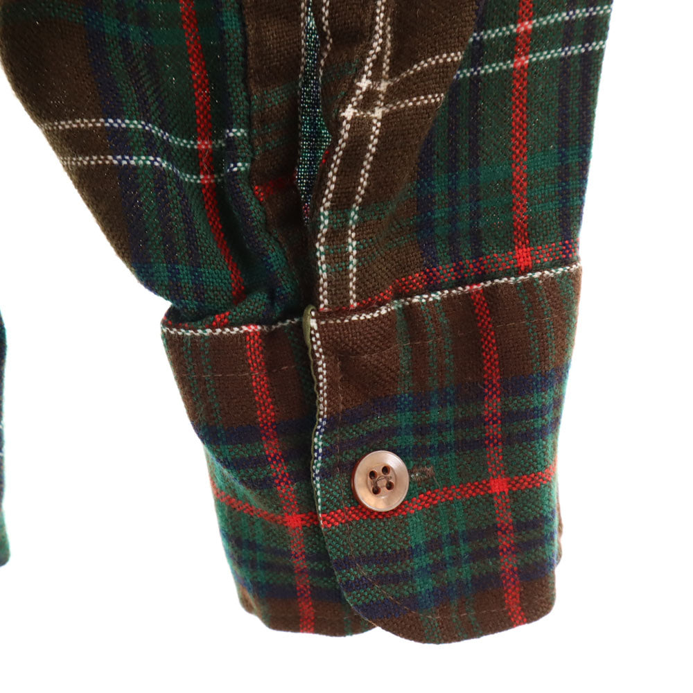 VAN HEUSEN ヴァンヒューゼン 80s ヴィンテージ チェック柄 長袖 シャツ M ブラウン 他 メンズ