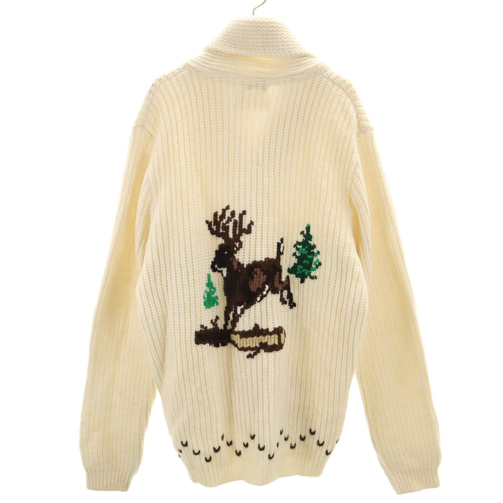 Coldwell 60s 70s カウチン カナダ製 ノルディック 長袖 ショールカラー ニットカーディガン L ホワイト系 メンズ