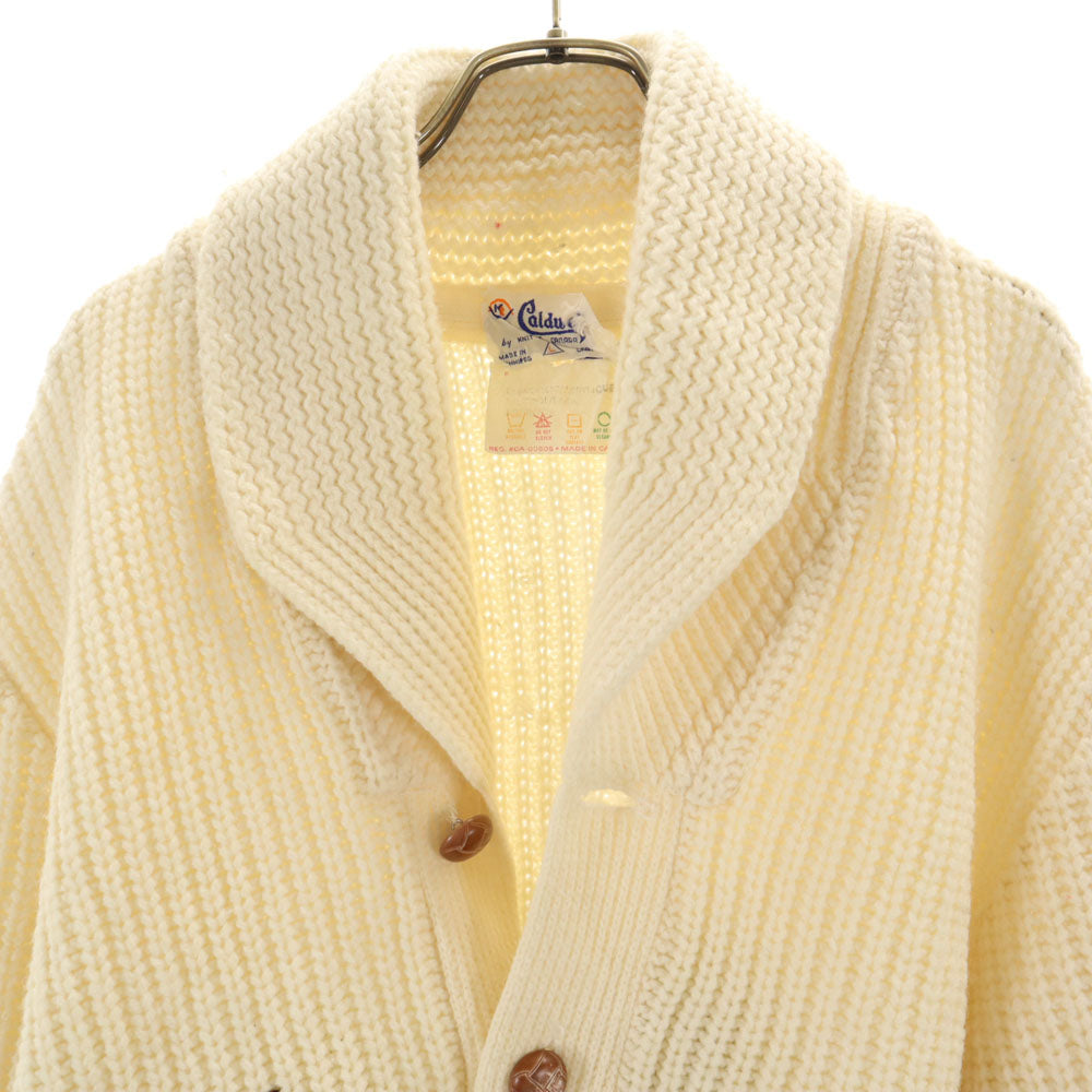Coldwell 60s 70s カウチン カナダ製 ノルディック 長袖 ショールカラー ニットカーディガン L ホワイト系 メンズ