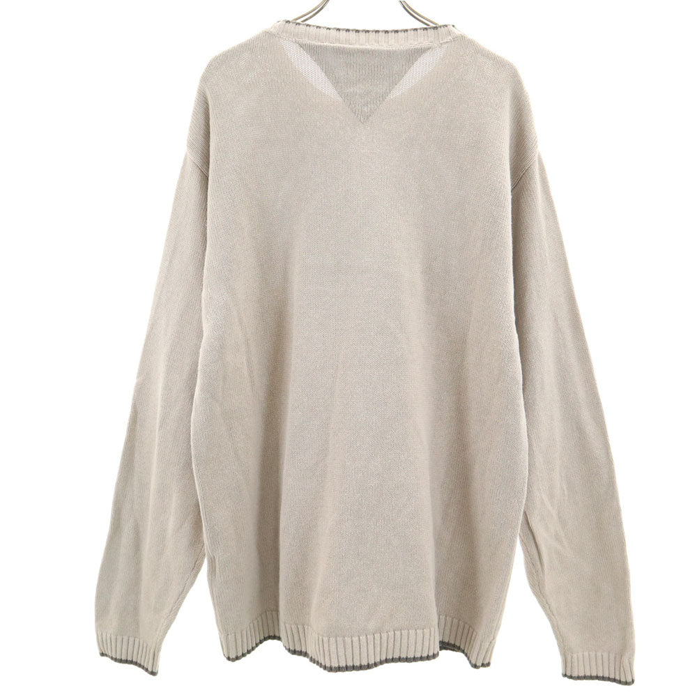 TOMMY HILFIGER トミーヒルフィガー 90s リネンブレンド フラッグタグ オールド 長袖 セーター XL グレー系 コットンニット メンズ