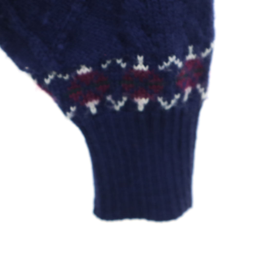 CHAPS RALPH LAUREN チャップスラルフローレン 70s ヴィンテージ 日本規格 総柄 長袖 ニットカーディガン M ネイビー メンズ