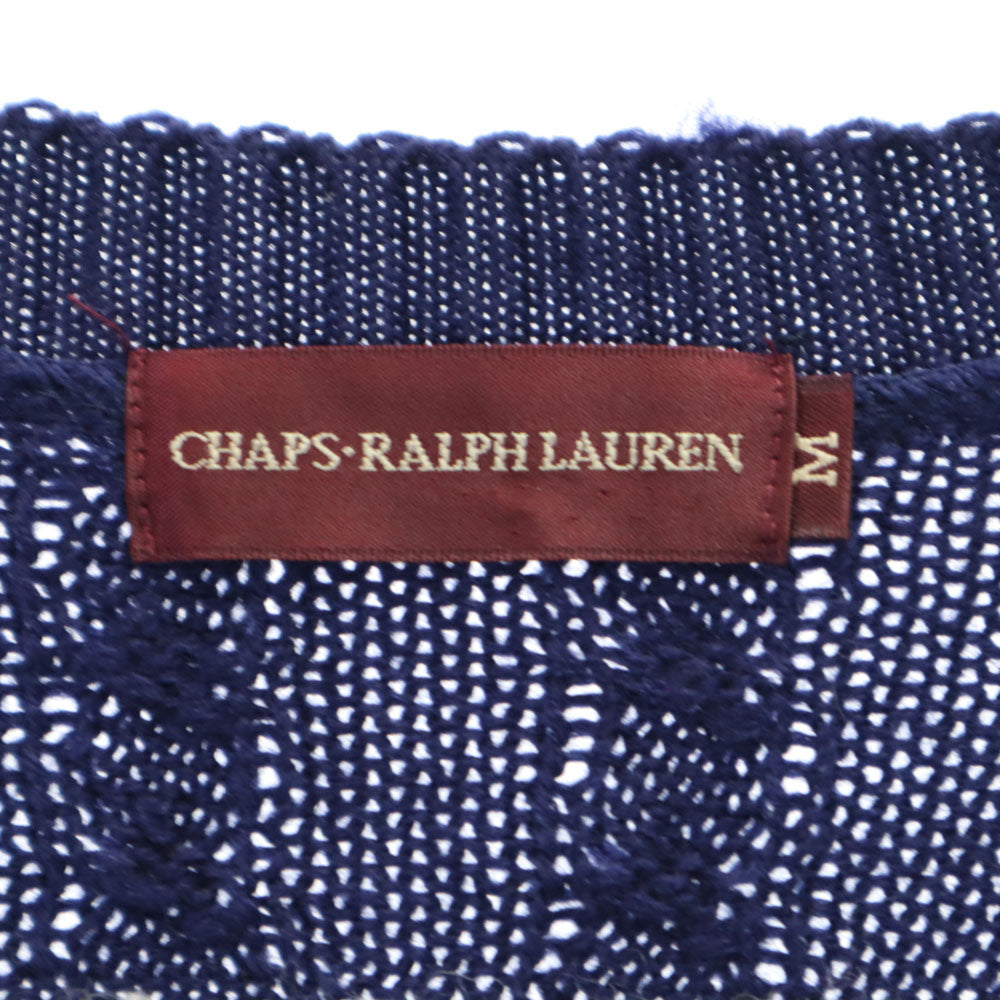 CHAPS RALPH LAUREN チャップスラルフローレン 70s ヴィンテージ 日本規格 総柄 長袖 ニットカーディガン M ネイビー メンズ