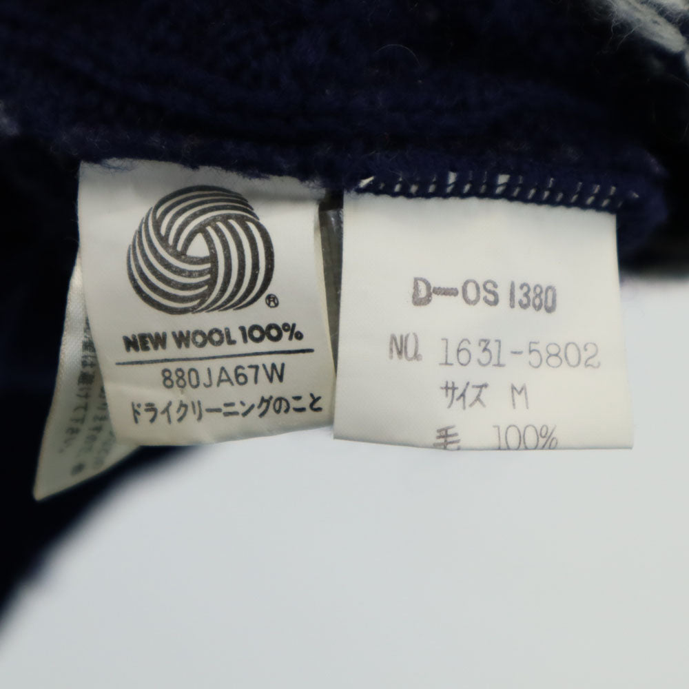 CHAPS RALPH LAUREN チャップスラルフローレン 70s ヴィンテージ 日本規格 総柄 長袖 ニットカーディガン M ネイビー メンズ