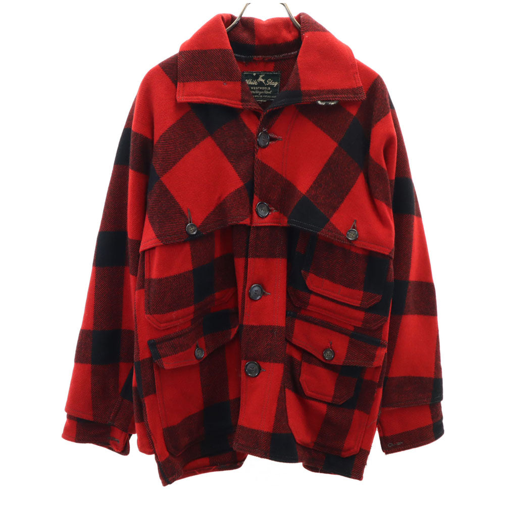 WHITE STAG ホワイトスタッグ 50s ウール ヴィンテージ ダブルマッキーノ チェック柄 カバーオール レッド系 メンズ