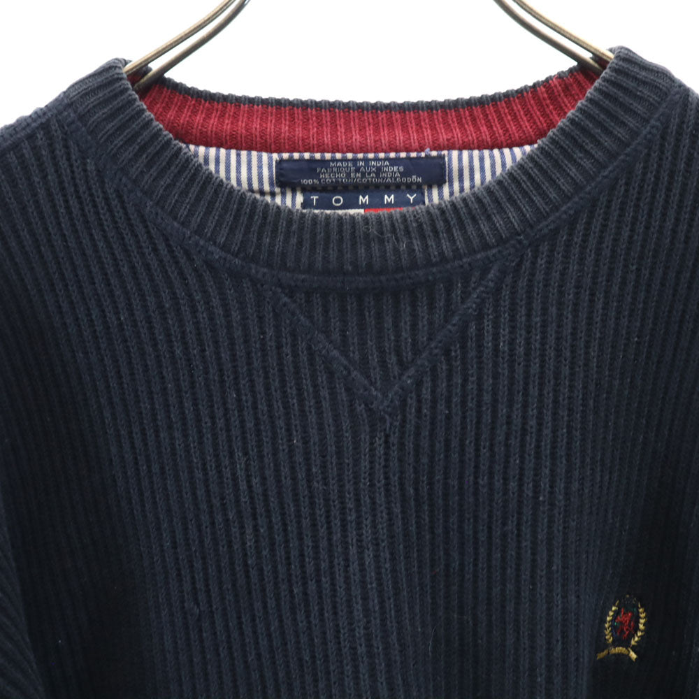 TOMMY HILFIGER トミーヒルフィガー 90s オールド フラッグタグ 長袖 コットン セーター XL ネイビー ニット メンズ