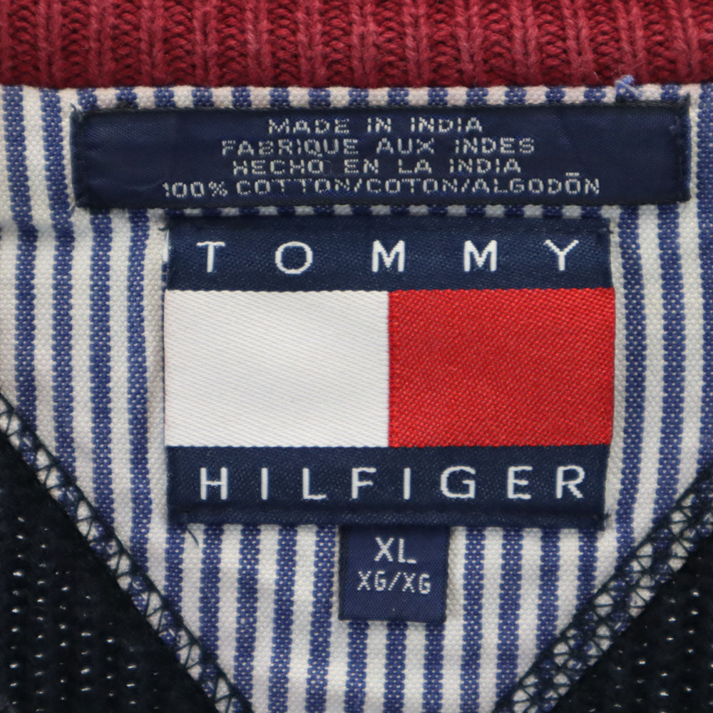 TOMMY HILFIGER トミーヒルフィガー 90s オールド フラッグタグ 長袖 コットン セーター XL ネイビー ニット メンズ