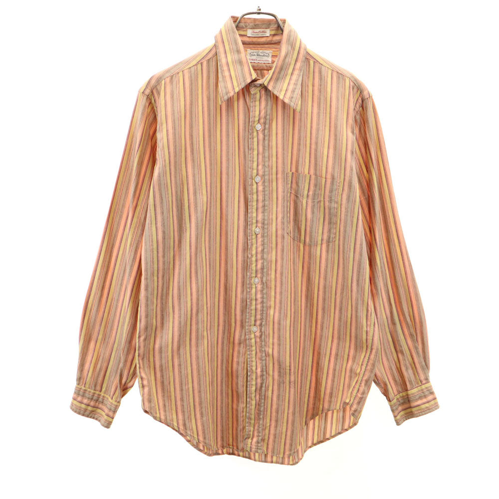 GANT ガント 60s 70s ヴィンテージ ストライプ柄 長袖 シャツ ブラウン系 メンズ