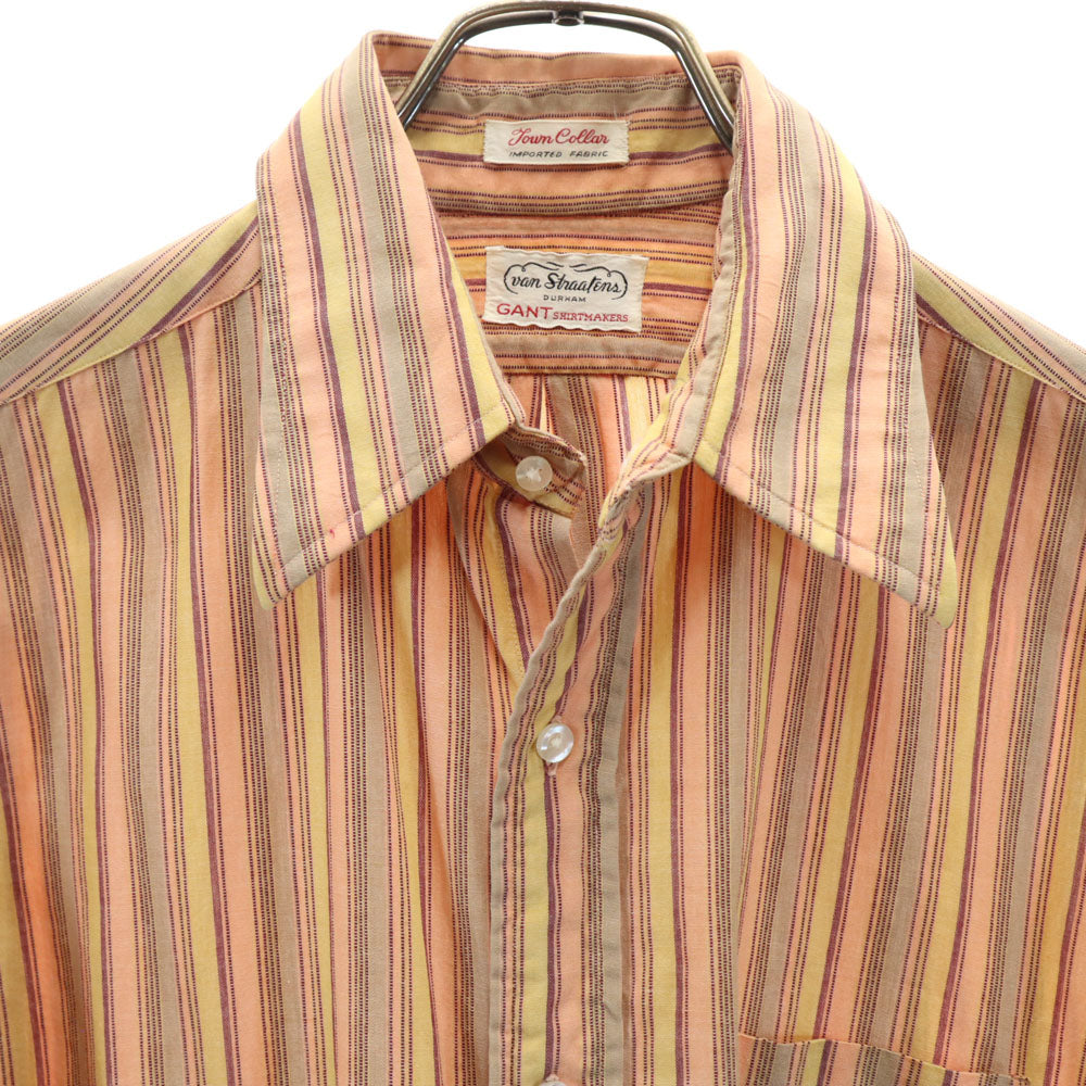 GANT ガント 60s 70s ヴィンテージ ストライプ柄 長袖 シャツ ブラウン系 メンズ