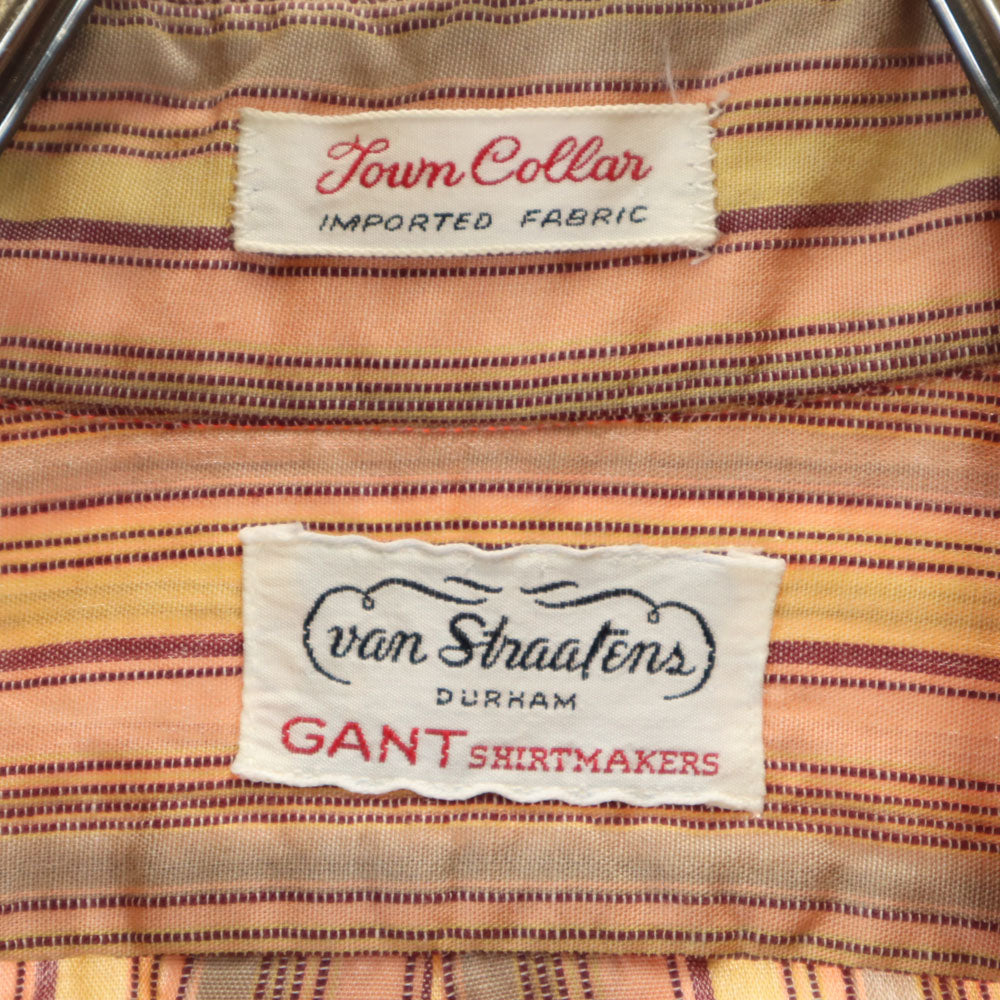 GANT ガント 60s 70s ヴィンテージ ストライプ柄 長袖 シャツ ブラウン系 メンズ