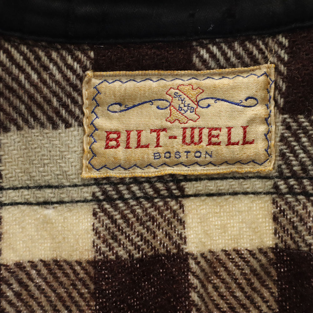 ビルトウェル 60s ヴィンテージ ギンガムチェック柄 長袖 フランネル シャツ ブラウン系 メンズ