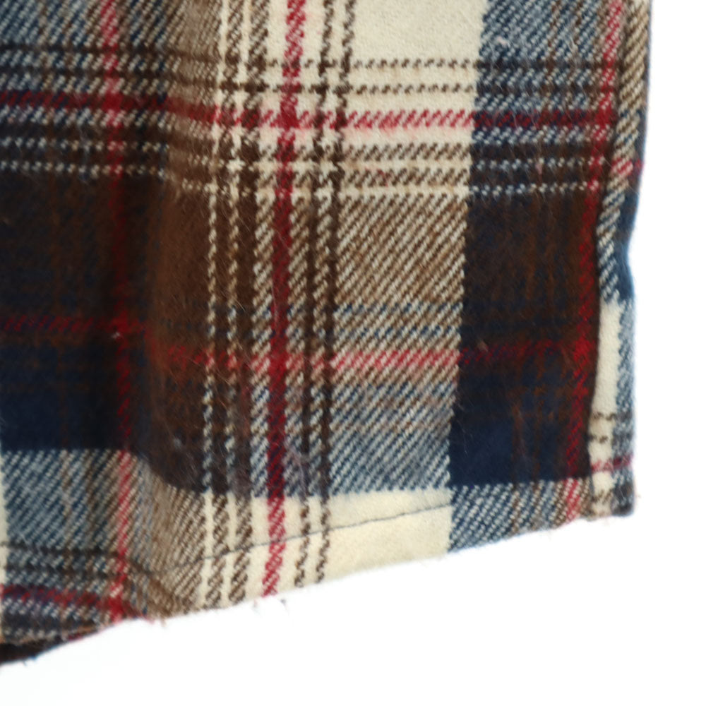 Sears シアーズ 70s 80s 韓国製 アクリル ヴィンテージ チェック柄 長袖 フランネル シャツ M ブラウン メンズ