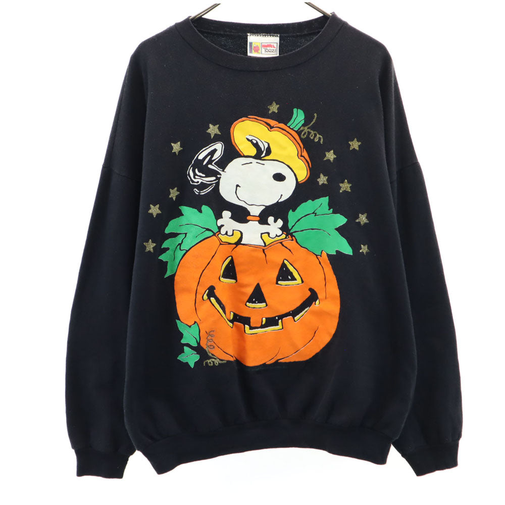 ノベルティーズ 90s カナダ製 オールド スヌーピープリント 長袖 スウェット トレーナー XL ブラック NOVEL TEEZ 裏起毛 メンズ
