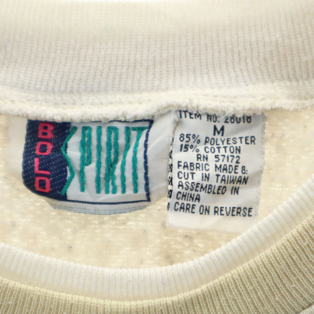 BOLO SPIRIT 90s オールド 総柄 長袖 スウェット トレーナー M ベージュ系 裏起毛 レディース