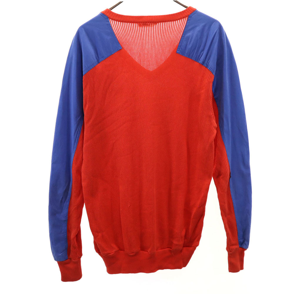 フィラ 80s イタリア製 ヴィンテージ 長袖 Vネック ドッキング ニット I56 レッド系 FILA メンズ
