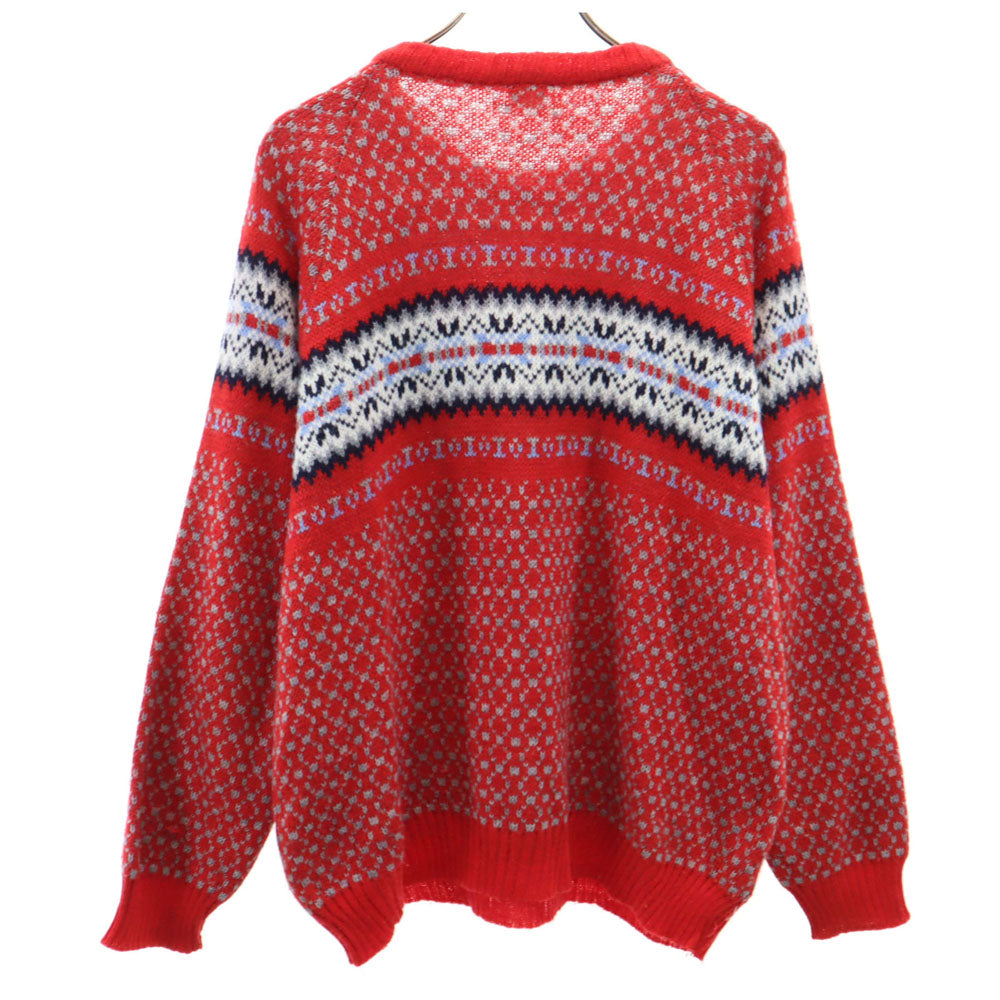 BaBaw 80s 90s イタリア製 オールド 総柄 長袖 セーター XL レッド系 ニット メンズ